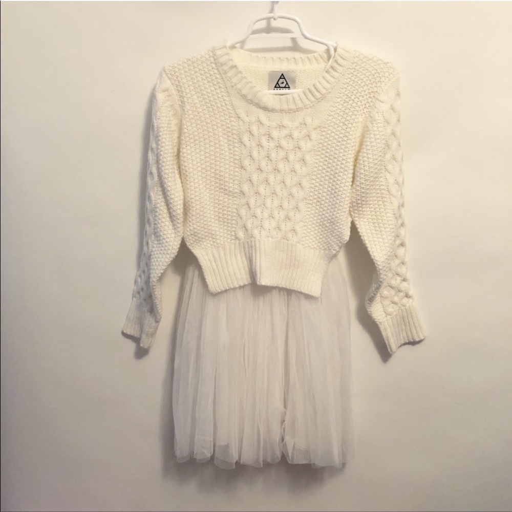 UNIF Chloe White Sweater Dress Xsmall XS